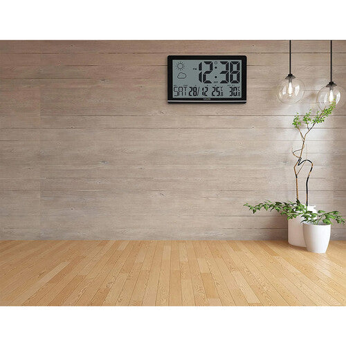 Explore Scientific Jumbo LCD Weather Wall Clock – Black (RDC8001CM3000)