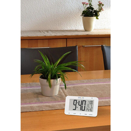 Explore Scientific Radio Controlled Clock — White — Atomic Accuracy Digital Display