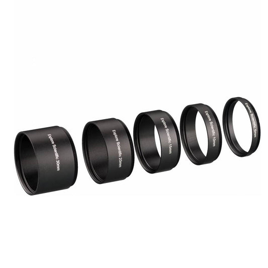 Explore Scientific M48×0.75 Extension Ring Set – 5‑Piece (5, 10, 15, 20, 30 mm) (510381)