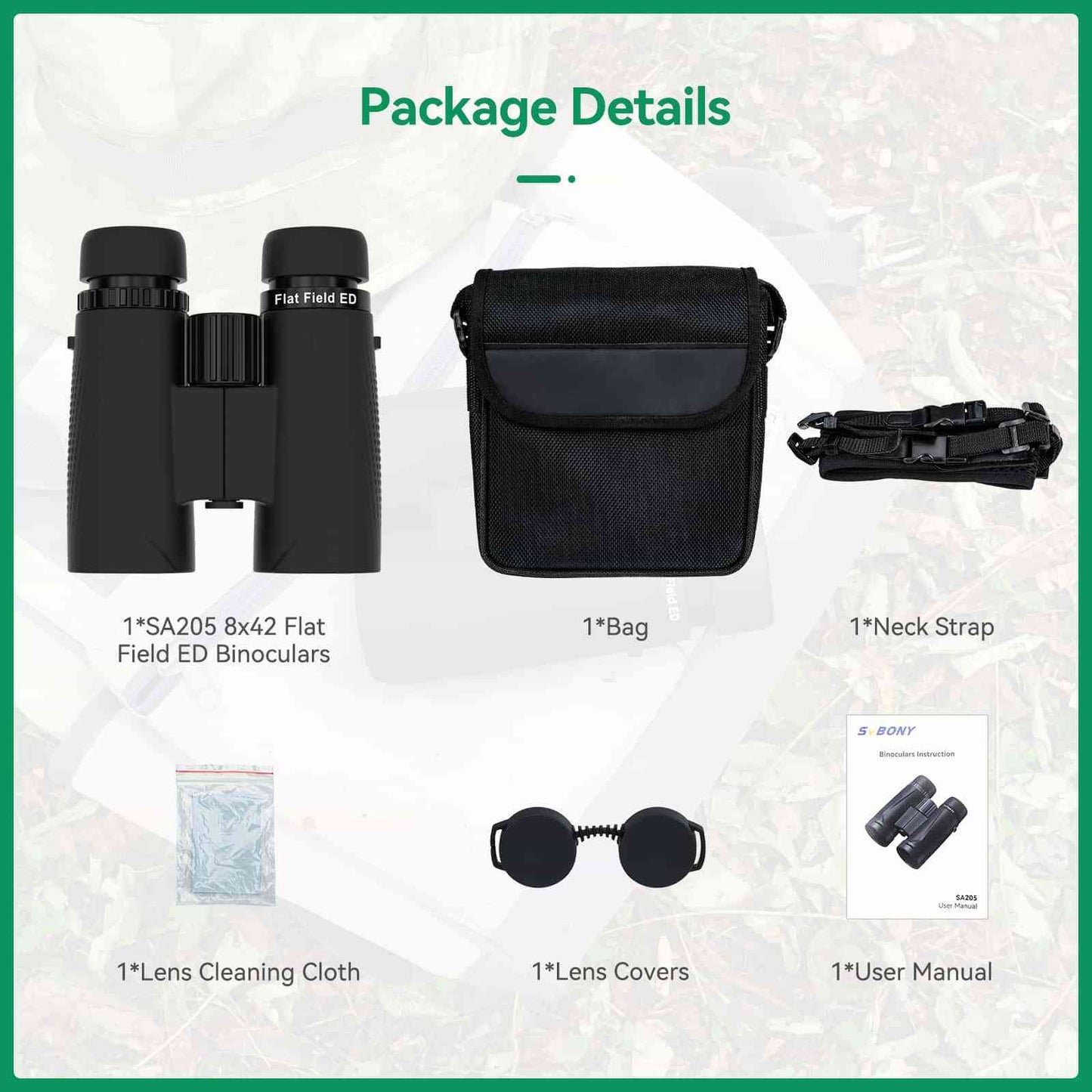 SA205 8x42ED Flat-field Binoculars BaK-4 Prism IP67 Waterproof For Birding Festival