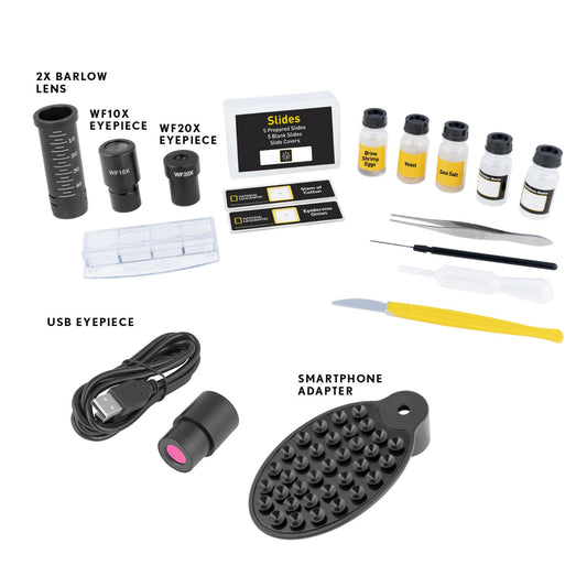 National Geographic 40x-1600x Biological Microscope with USB Eyepiece — Advanced Student Microscope with Camera | Telescope Wolves