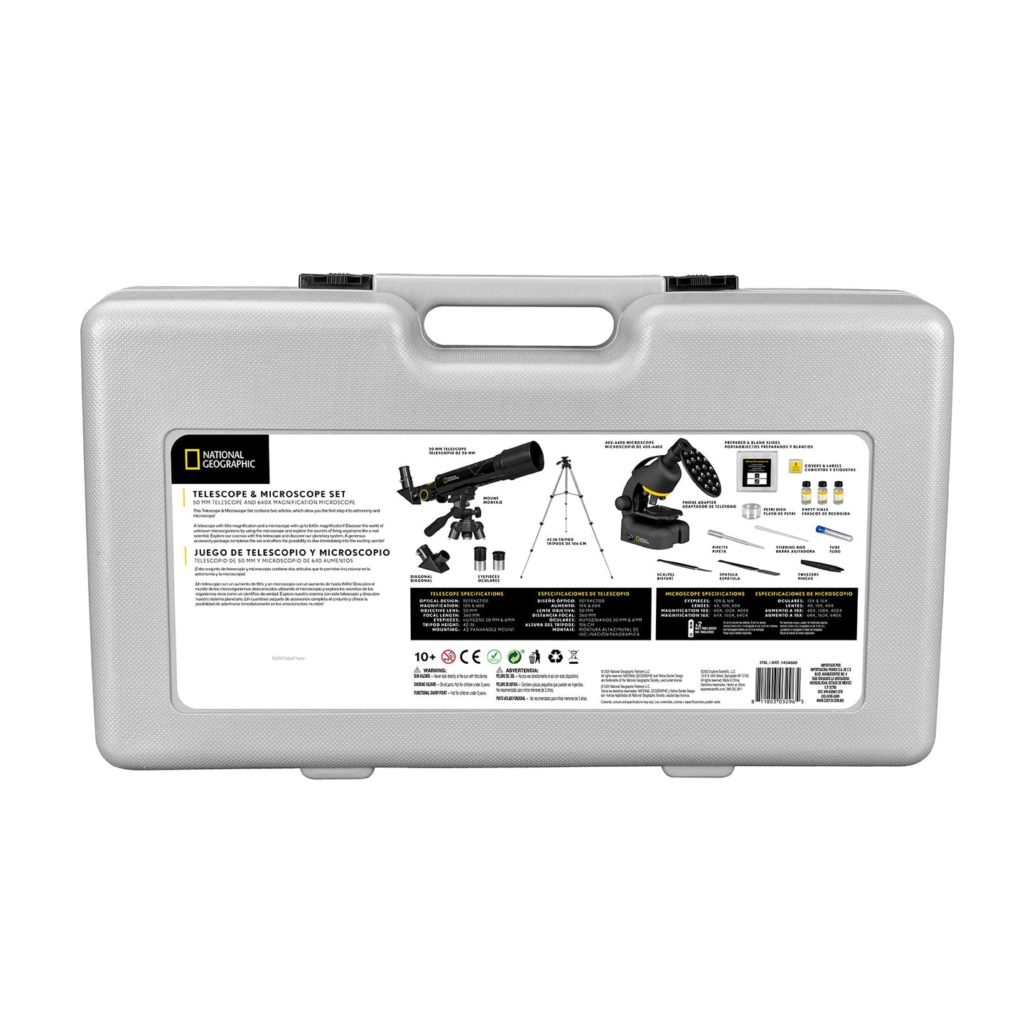 National Geographic 50mm Telescope & 640x Microscope Set with Hard Case 80-30124 – Beginner Astronomy & Science Kit
