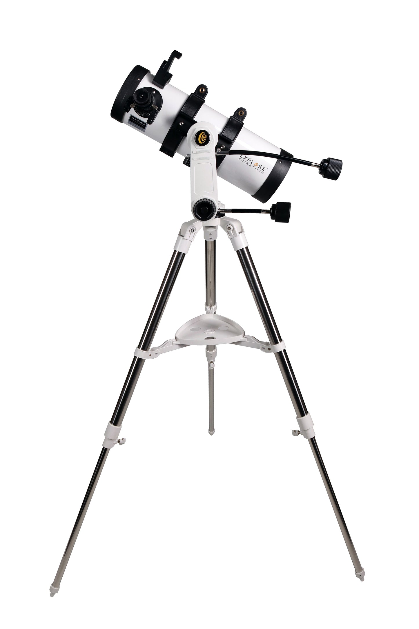 Explore Scientific Sidara Nano 114mm Newtonian reflector telescope with SkyAssist mount — compact beginner scope