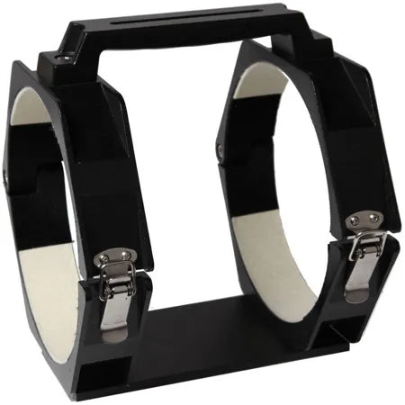 Explore Scientific cradle ring set with slotted carry handle and Losmandy style dovetail plate TED152CFCRDL designed exclusively for the 152mm carbon fiber ED apochromatic telescope providing secure stable and precise mounting balance and easy transportation for visual observing and astrophotography setups — Telescope Wolves