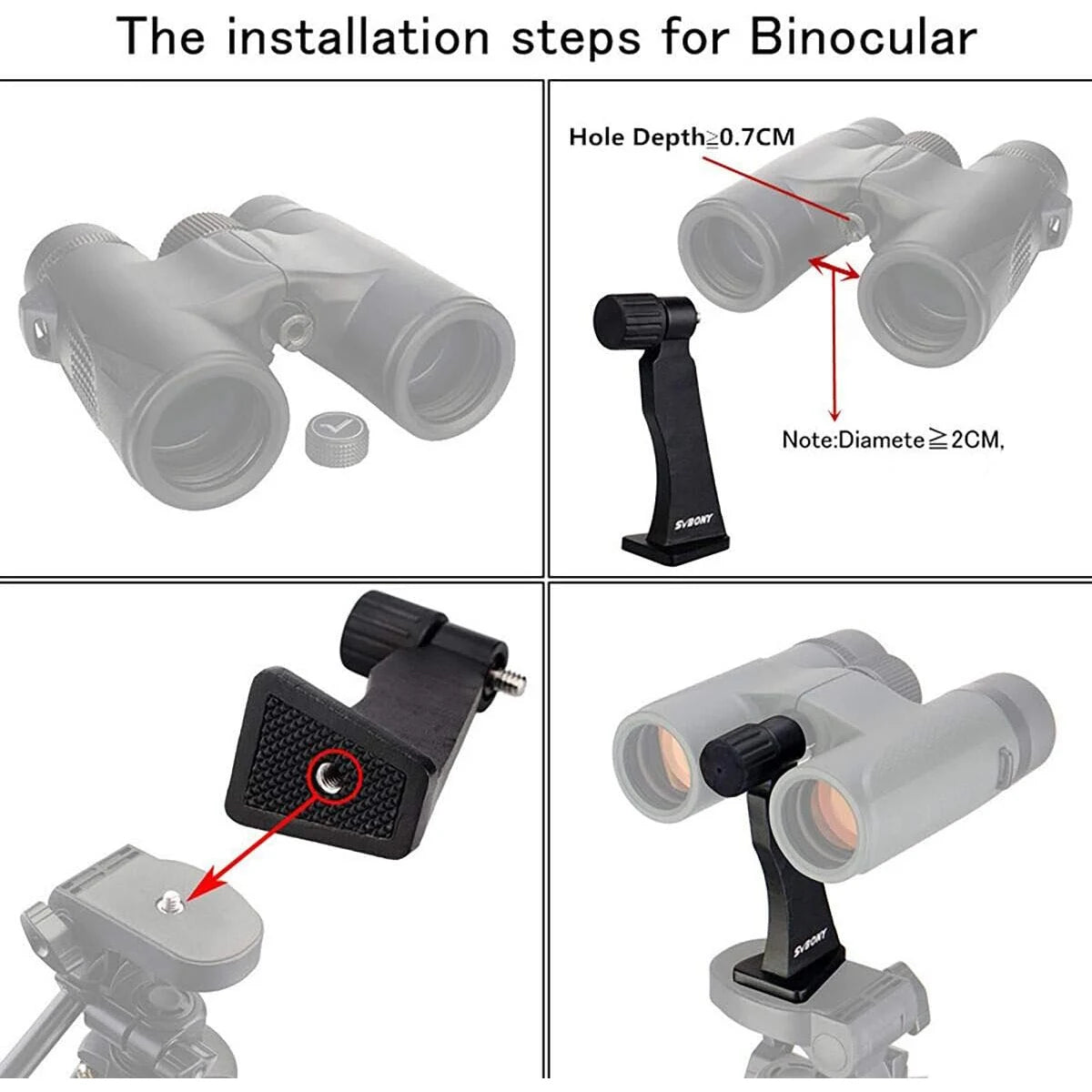 Svbony SV110 Fully Metal Binoculars Tripod Mount Adapter for Porro Binocular