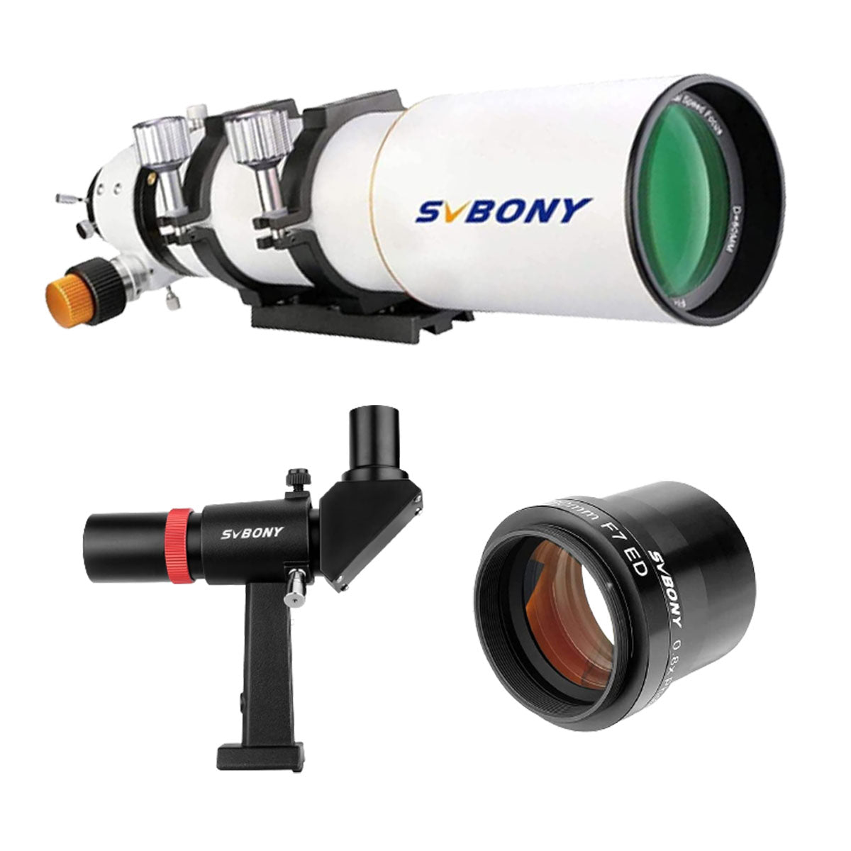 SVBONY SV503 80 F7 ED Telescope Bundle With SV193 Focal Reducer & SV182 6x30 Right-Angle Correct-Image Optical Finder Scope For Astronomy