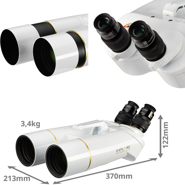 Explore Scientific 01-14200 BT-70 SF Large Binoculars with 62 Degree LER Eyepieces