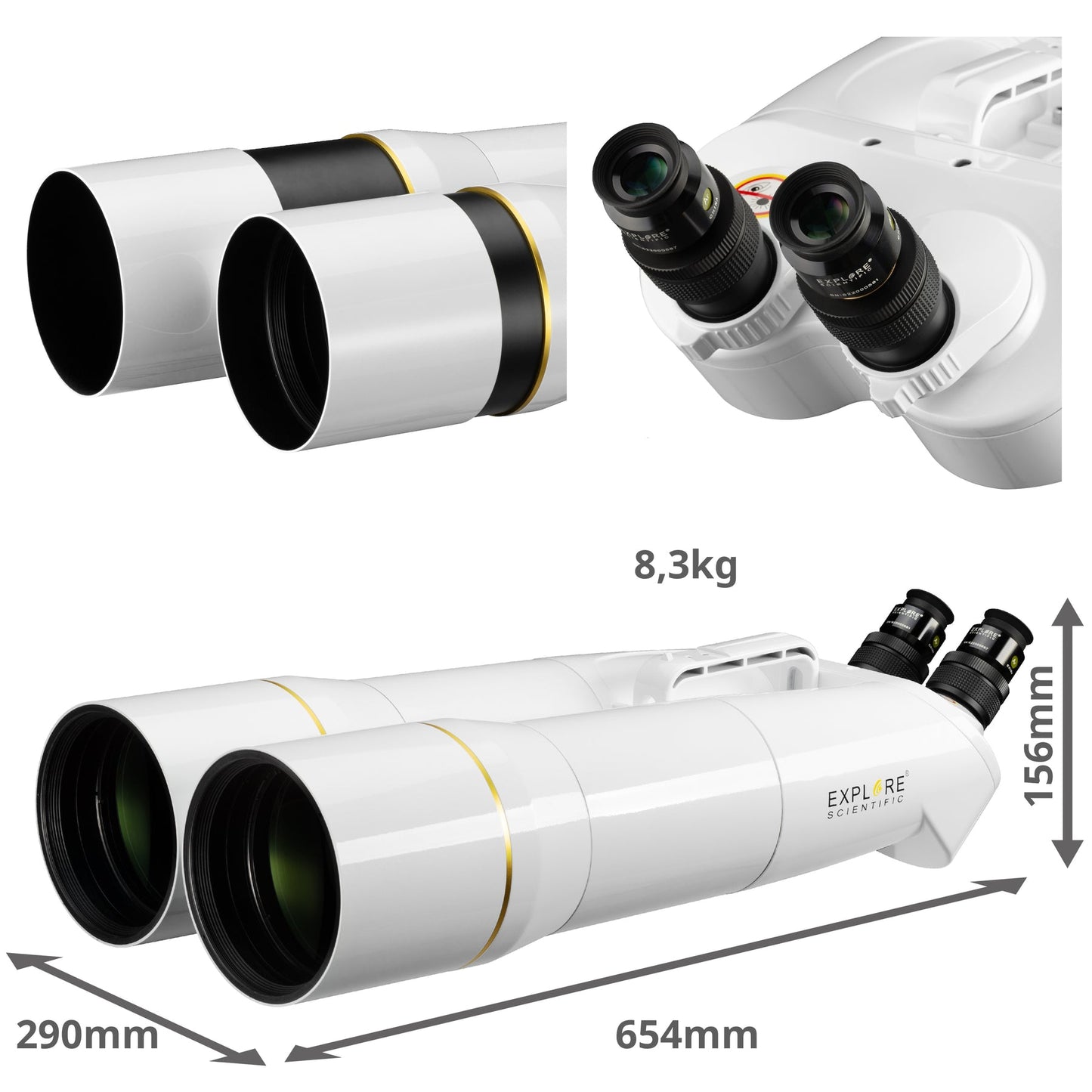 Explore Scientific 01-14230 BT-120 SF Large Binoculars with 62 Degree LER Eyepieces