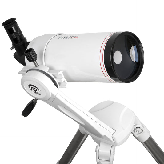 Explore Scientific FirstLight 100mm Maksutov-Cassegrain, a compact catadioptric telescope, on an alt-azimuth mount