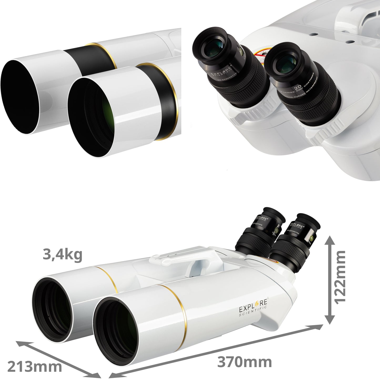 Explore Scientific BT-70 SF Large Binoculars with 62 Degree LER Eyepieces 01-14200