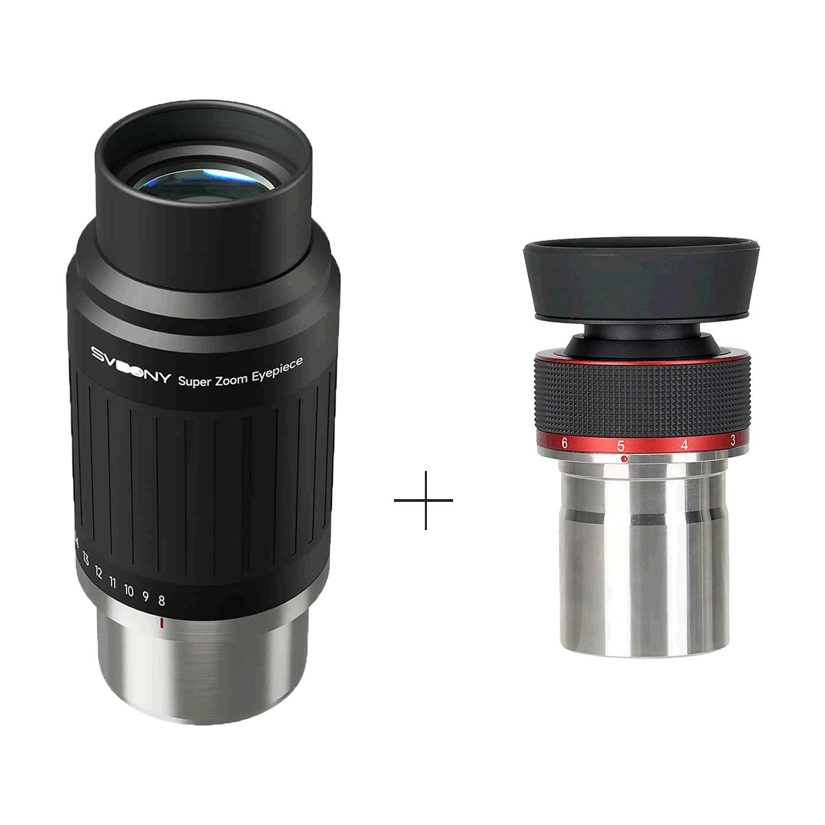 SV230 Super Zoom Aspheric Eyepiece Clickstop Parfocal Design 8-20mm 57°- 72° AFOV for Astronomical Observation with 1¼" / 2" Nosepieces