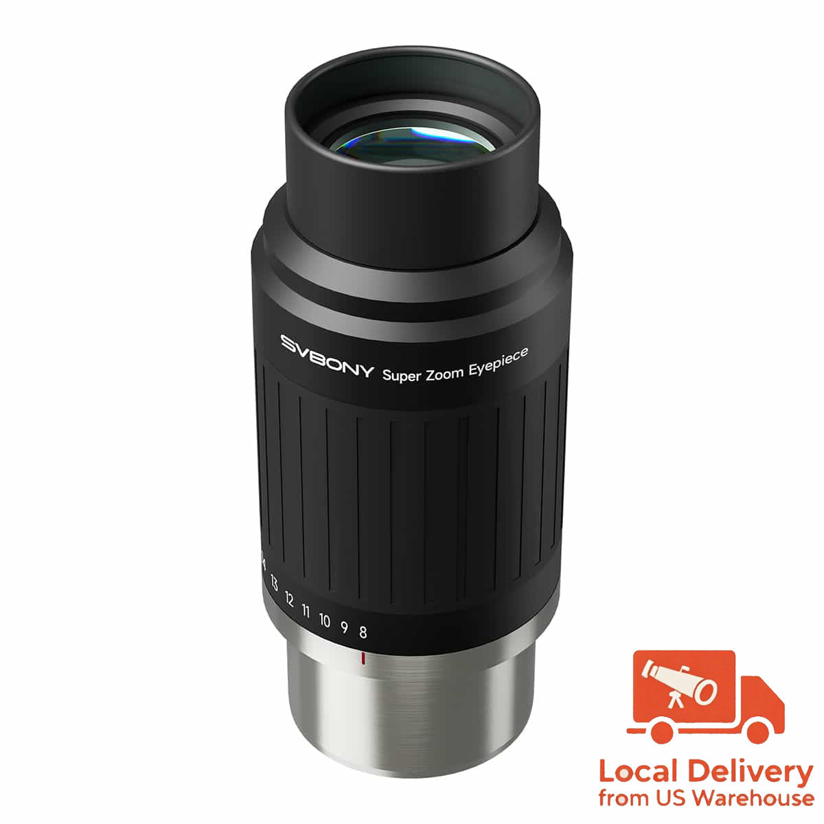 SV230 Super Zoom Aspheric Eyepiece Clickstop Parfocal Design 8-20mm 57°- 72° AFOV for Astronomical Observation with 1¼" / 2" Nosepieces