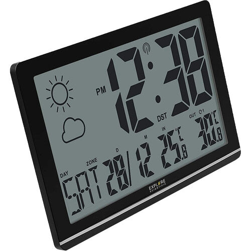 Explore Scientific Jumbo LCD Weather Wall Clock – Black (RDC8001CM3000)