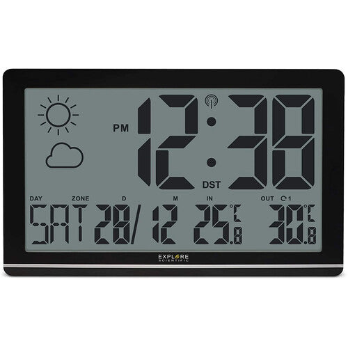 Explore Scientific Jumbo LCD Weather Wall Clock – Black (RDC8001CM3000)