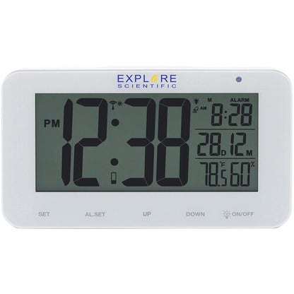 Explore Scientific Radio Controlled Clock — White — Atomic Accuracy Digital Display