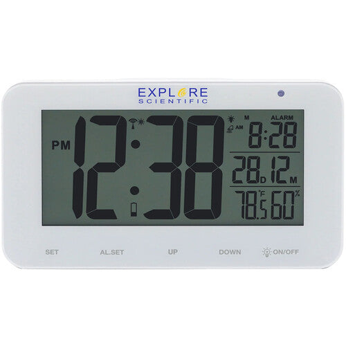 Explore Scientific Radio Controlled Clock — White — Atomic Accuracy Digital Display