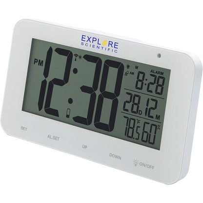 Explore Scientific Radio Controlled Clock — White — Atomic Accuracy Digital Display