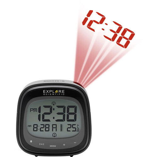 Explore Scientific RDP3007 Projection Clock — Black — Projects Time with Radio Accuracy