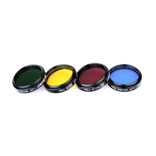 SVBONY SV127 1.25 Inch Four - Color Planetary Eyepiece Filter Set (Deep Yellow/Red/Green/Medium Blue) for Enhanced Planetary, Lunar & Details