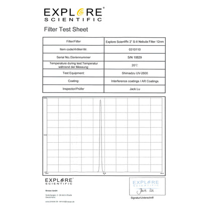 Explore Scientific S II 12 nm Narrowband Filter 2-Inch – 310110