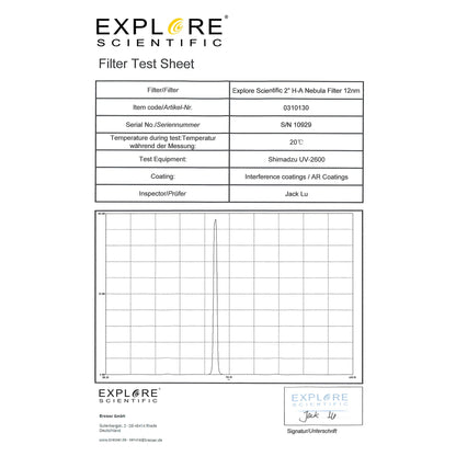 Explore Scientific H-Alpha 12nm Narrowband Filter 2" | Telescope Wolves