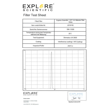 Explore Scientific H-Alpha 12nm Narrowband Filter 1.25" | Telescope Wolves