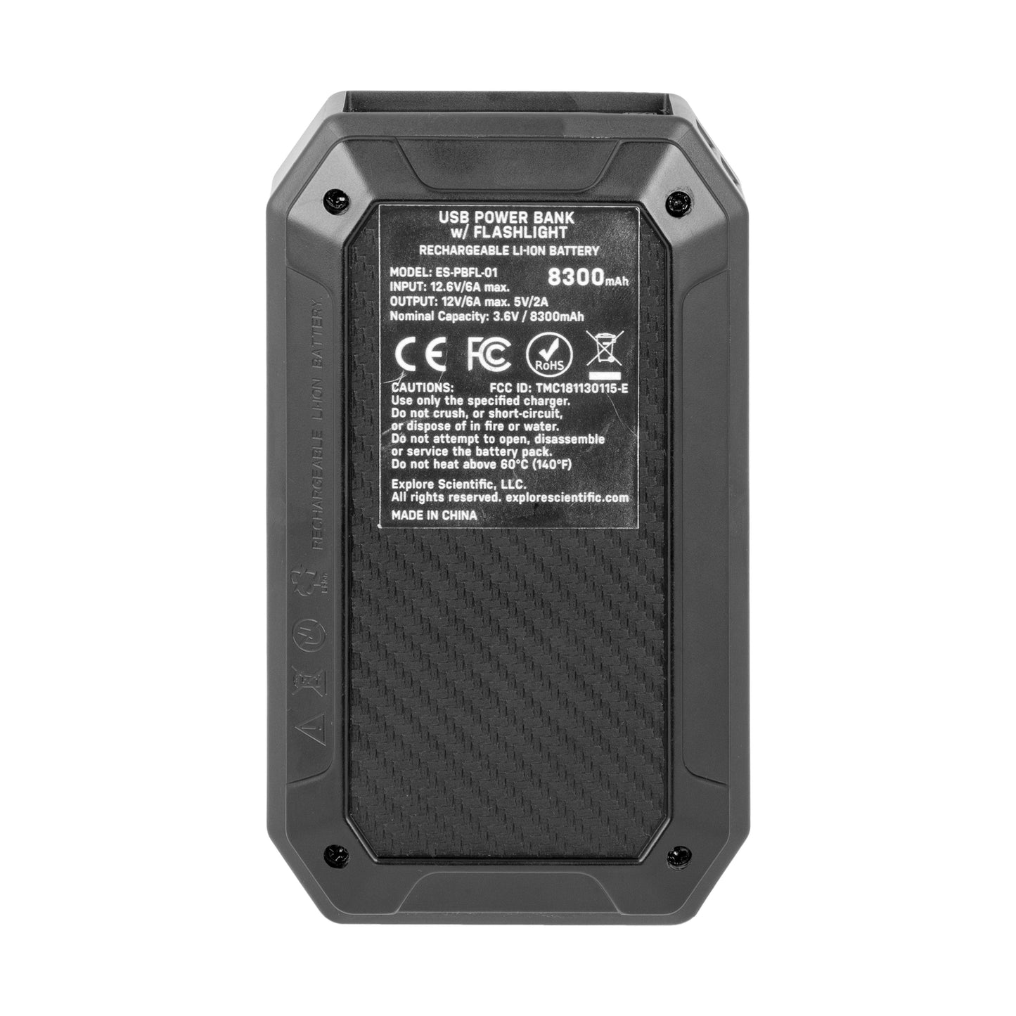 USB Power Bank with Red LED Flashlight