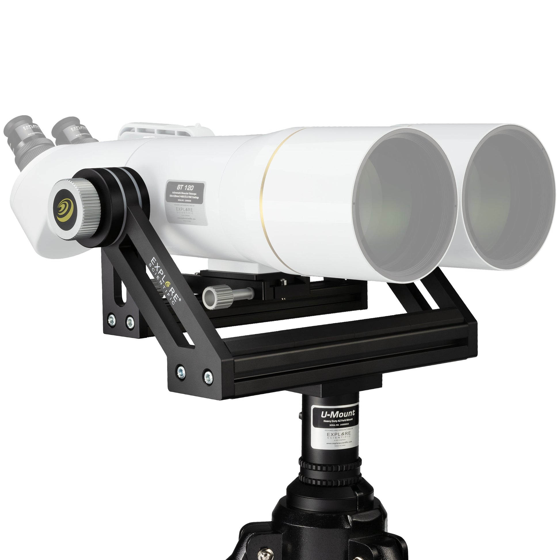 Explore Scientific heavy-duty U-mount head and field tripod for giant astronomy binoculars