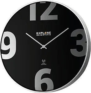 Explore Scientific RAC1001CM3000 Radio-Controlled Analogue Clock – Black
