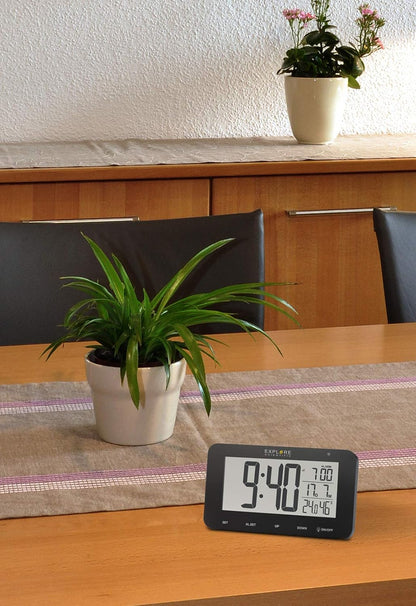 Explore Scientific Radio Controlled Clock — Black — Atomic Accuracy Digital Display