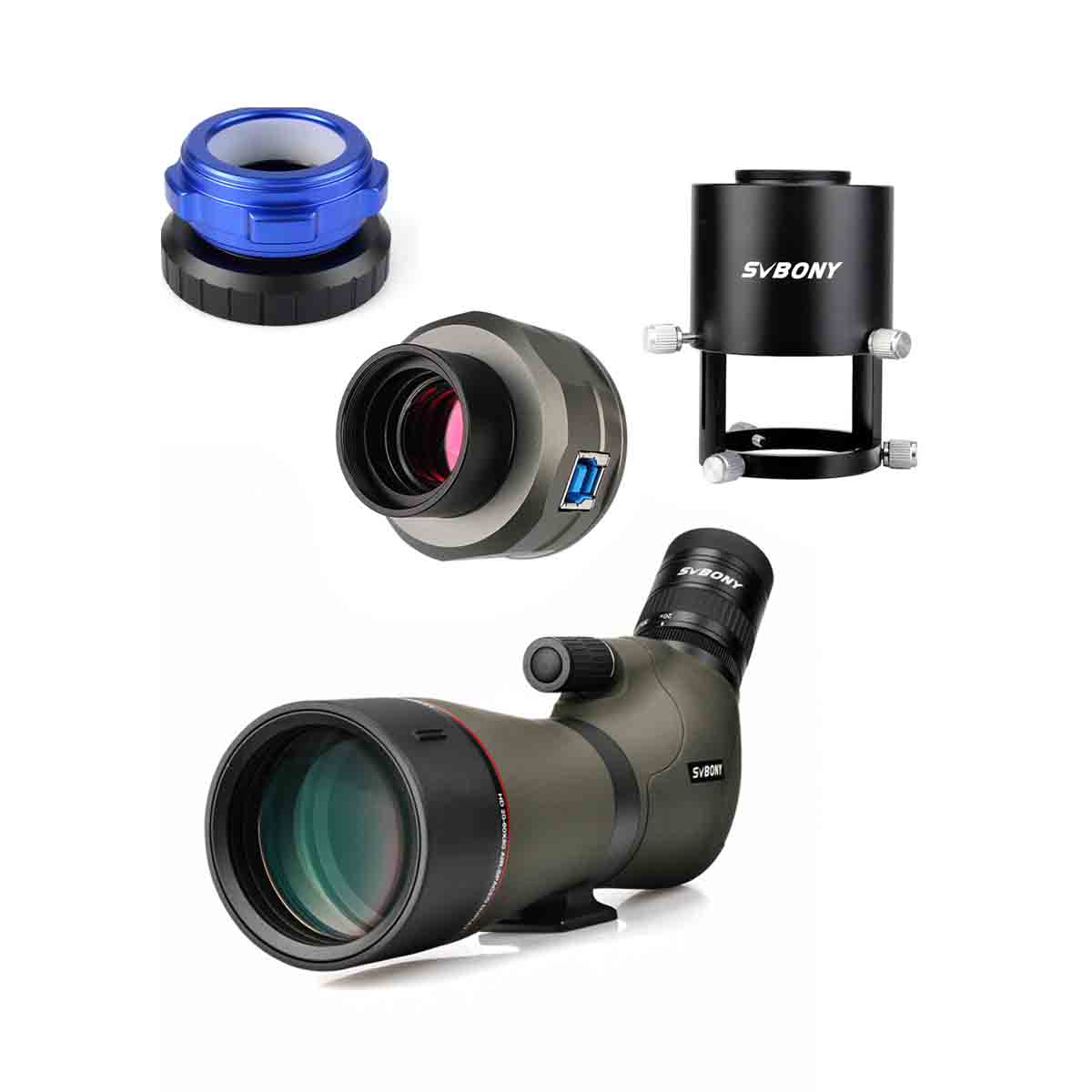 SV46 20-60x80 Spotting Scope with SV105C Camera for Bird Watching and Hunting
