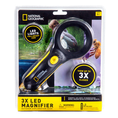 National Geographic 3x LED Magnifying Glass — Illuminated Tool for Exploration and Hobbies | Telescope Wolves