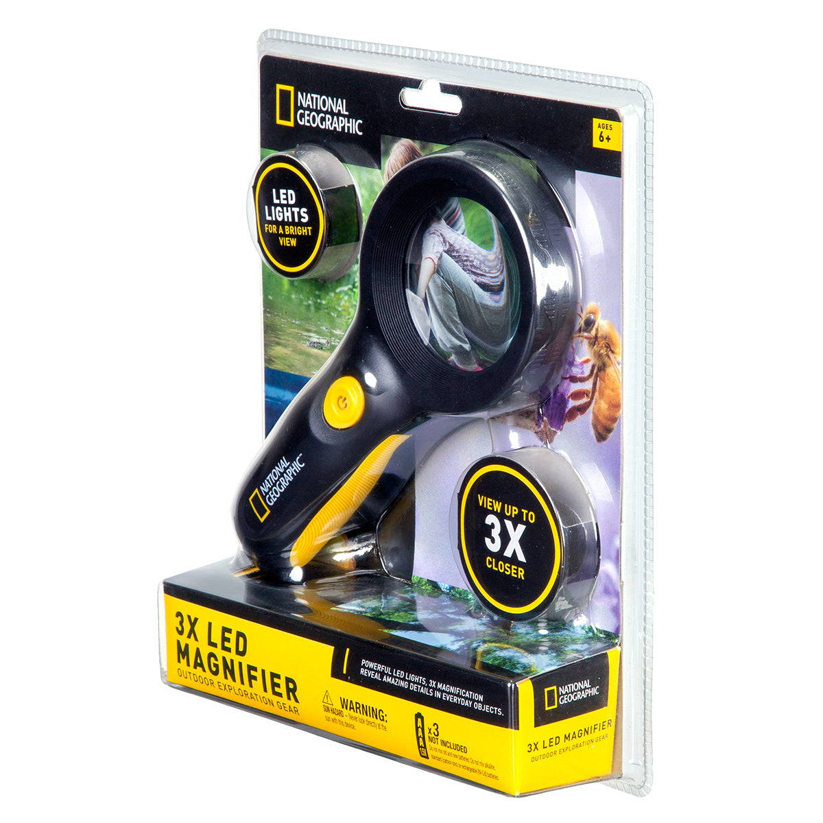 National Geographic 3x LED Magnifying Glass — Illuminated Tool for Exploration and Hobbies | Telescope Wolves