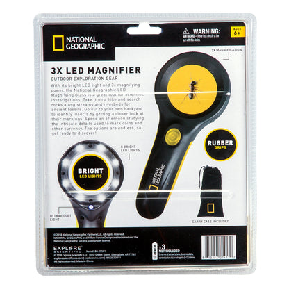 National Geographic 3x LED Magnifying Glass — Illuminated Tool for Exploration and Hobbies | Telescope Wolves