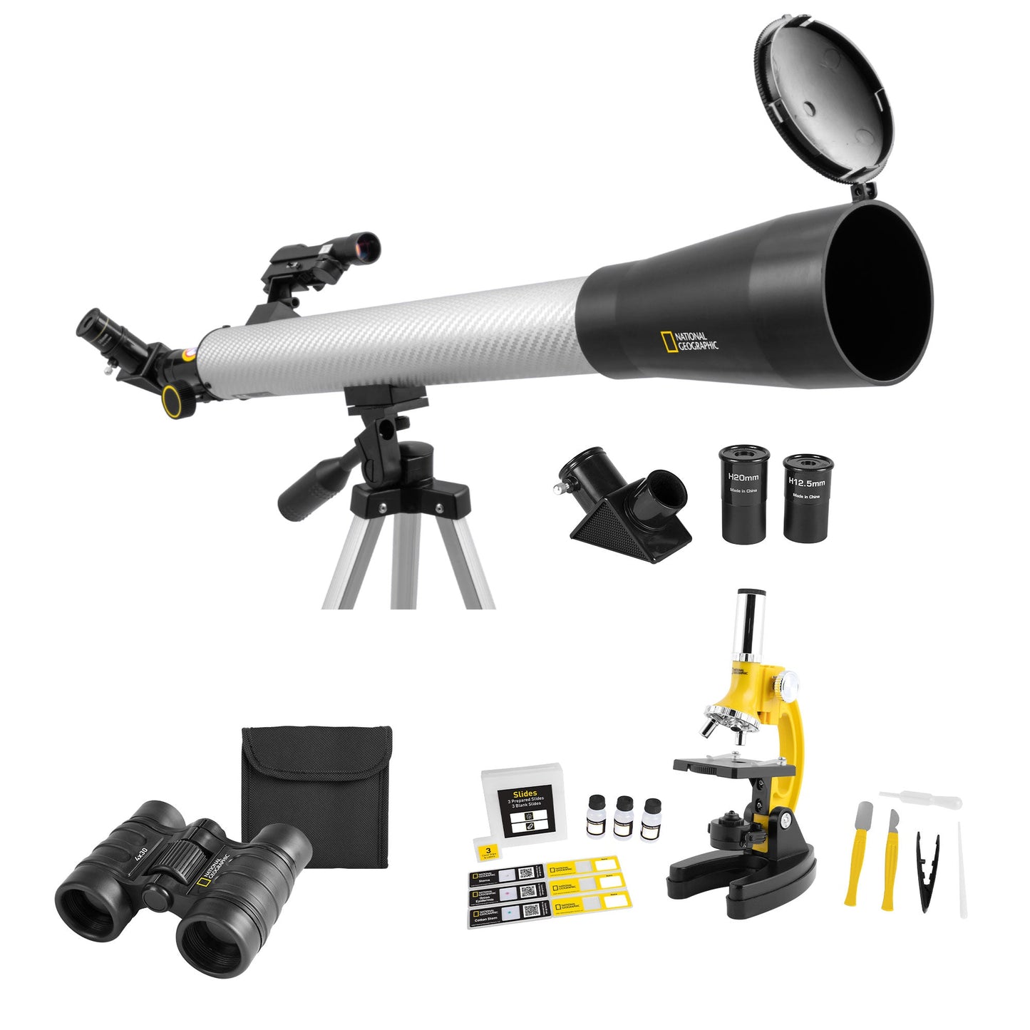 National Geographic Deluxe Adventure Set 80-30103 – Beginner Telescope, Microscope & Binocular Kit for Young Explorers