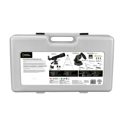 National Geographic 50mm Telescope & 640x Microscope Set with Hard Case 80-30124 – Beginner Astronomy & Science Kit