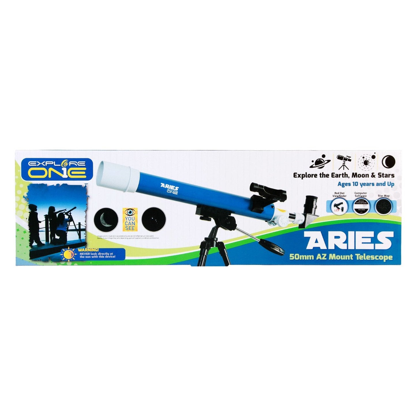 Explore One 50mm Aries Refractor Telescope 88-10050 – Beginner Kids Telescope for Astronomy