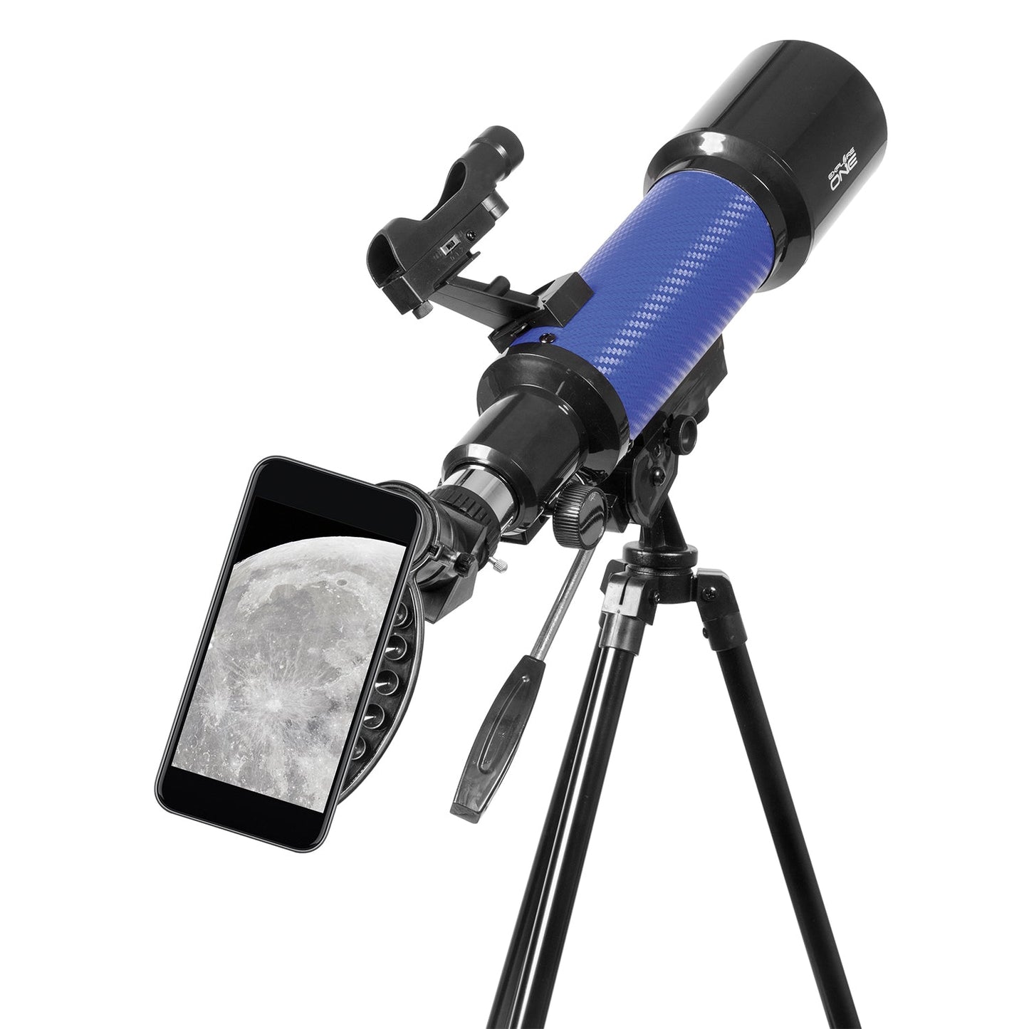 Explore One CF400 70mm Refractor — Blue Carbon Fiber Beginner Telescope with Panhandle AZ Mount