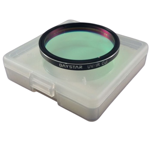 DayStar 2 inch UV IR cut filter DSIUV2 ideal for beginner astrophotographers providing precise and effective ultraviolet and infrared light blocking for sharper more color accurate and detailed solar planetary lunar and deep sky astrophotography images with improved contrast and reduced chromatic aberration through compatible 2 inch refractor telescope focusers — Telescope Wolves