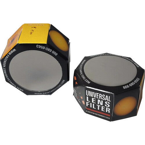 DayStar Filters ULF 70mm white light solar filter ULF70 universal lens filter ideal for beginner astronomers providing a safe precise and securely fitting white light solar filter solution for safe sun viewing of sunspots solar granulation solar surface detail and solar activity and solar photography through compatible 70mm telescopes binoculars and camera lenses — Telescope Wolves