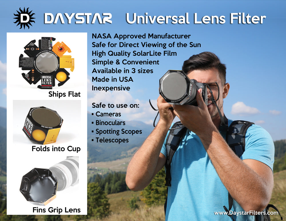 ULF 50mm White Light Solar Filter + 5 Solar Viewing Glasses Bundle — Complete Solar Viewing Kit for Eclipse Day | Telescope Wolves