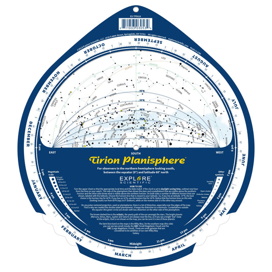Explore Scientific Tirion Double‑Sided Planisphere 0‑60° North – ES‑TPS018