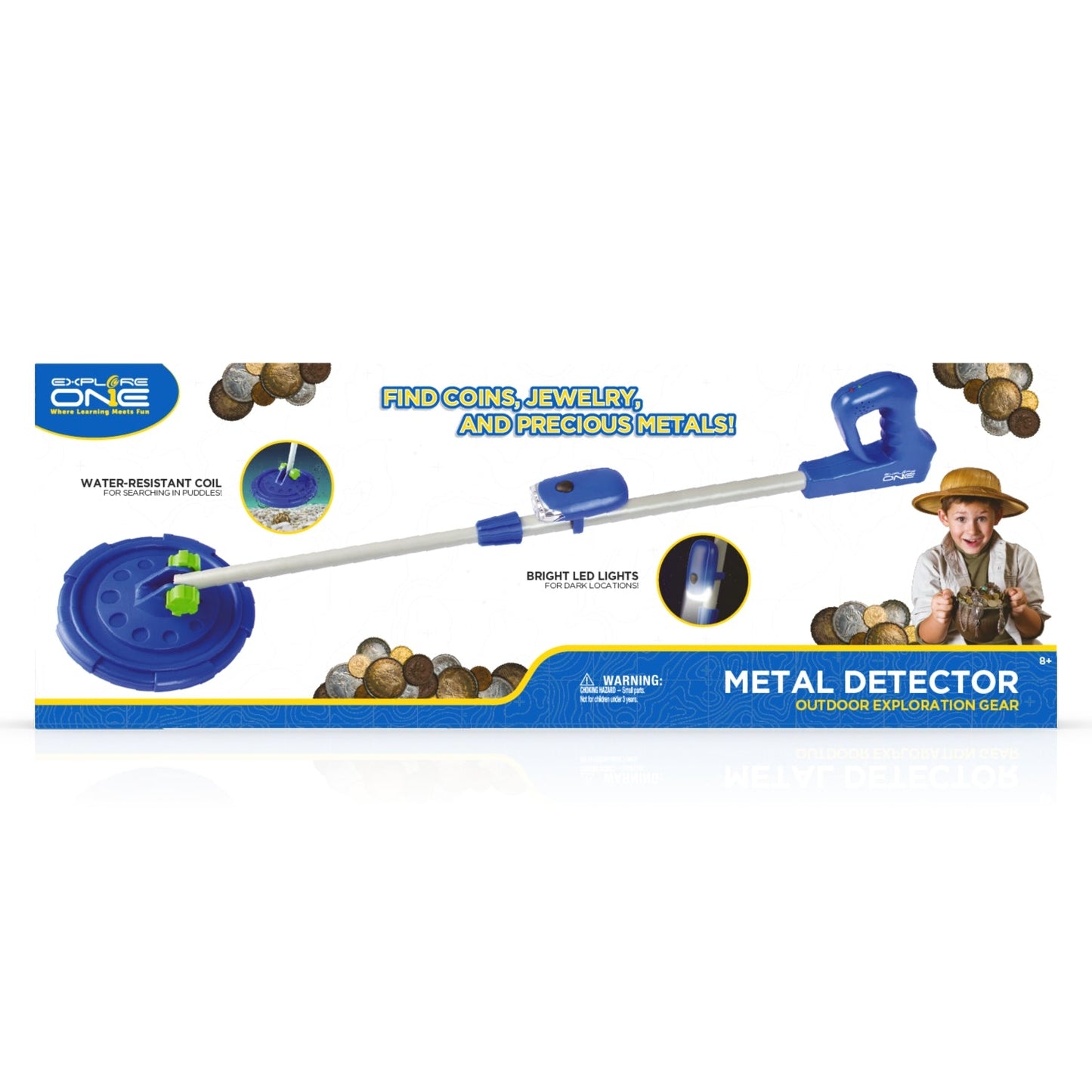 Explore One Metal Detector 88-20001-B2 - Kids Adjustable Metal Detector for Treasure Hunting