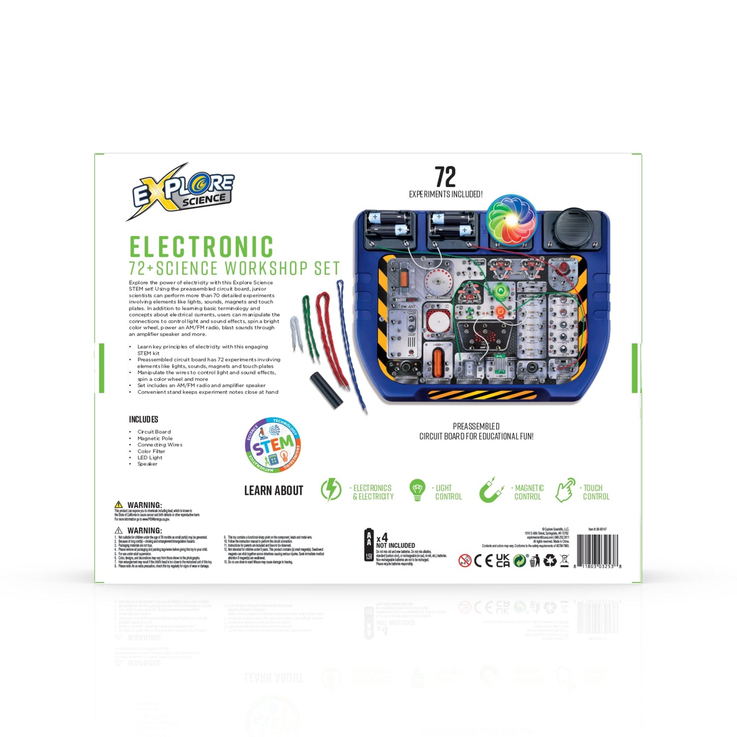 Explore Scientific 72+ Electronic Science Workshop STEM Kit — Electricity Experiments for Kids