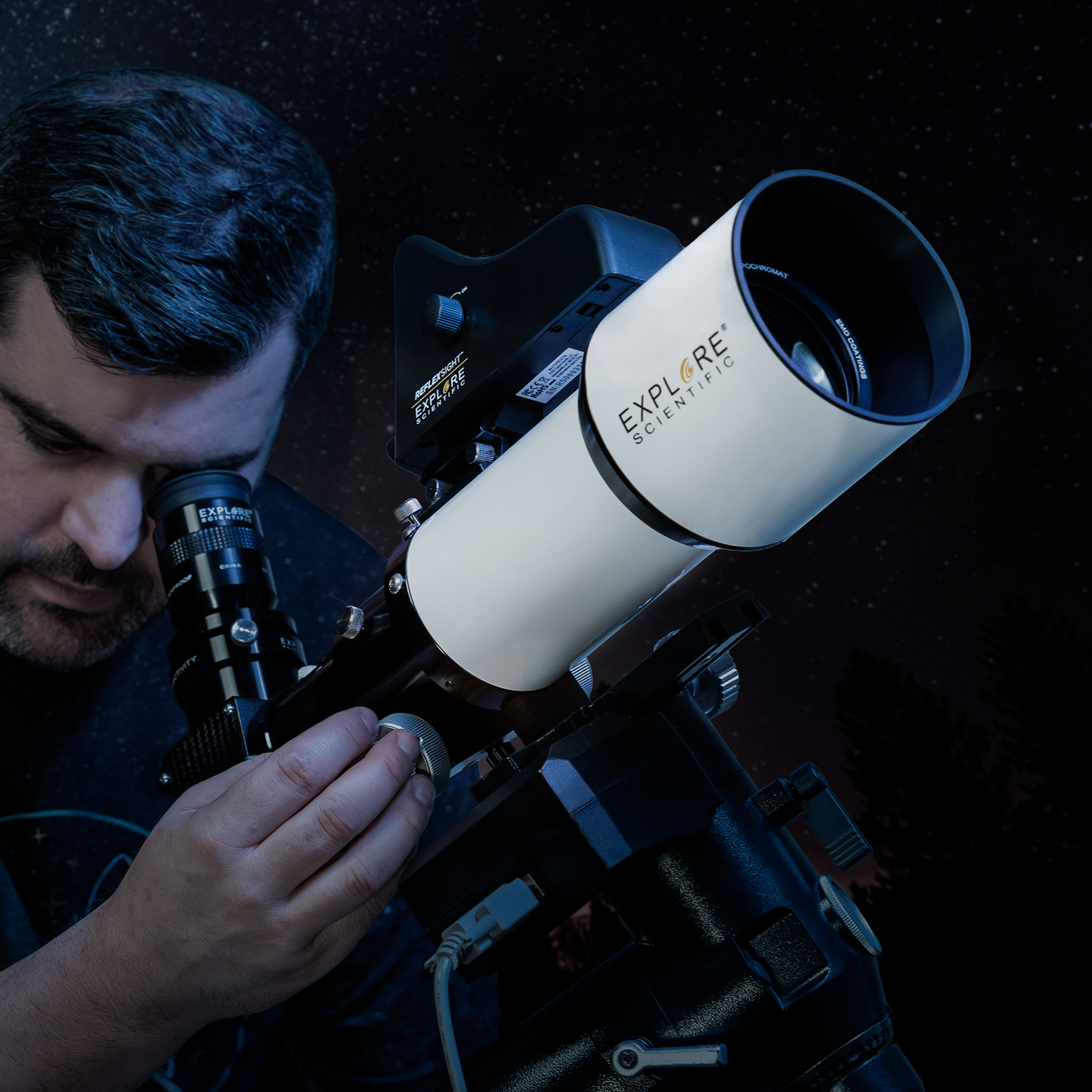 Explore Scientific ED80 f/6 APO Triplet with 0.8× Reducer + iEXOS-100 PMC-Eight Mount & Dual Counterweights (ES-ED-0806-FR0.8x-IEXOS100)