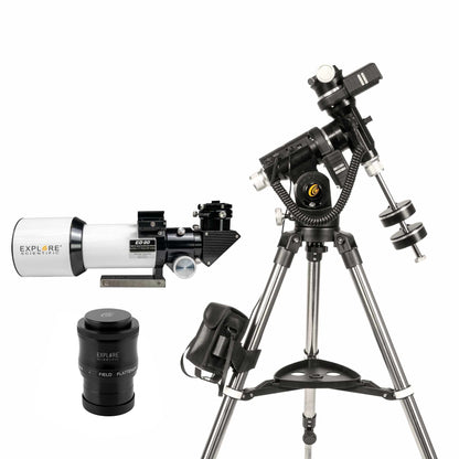 Explore Scientific ED 80mm refractor with field flattener and iEXOS-100 GoTo equatorial mount
