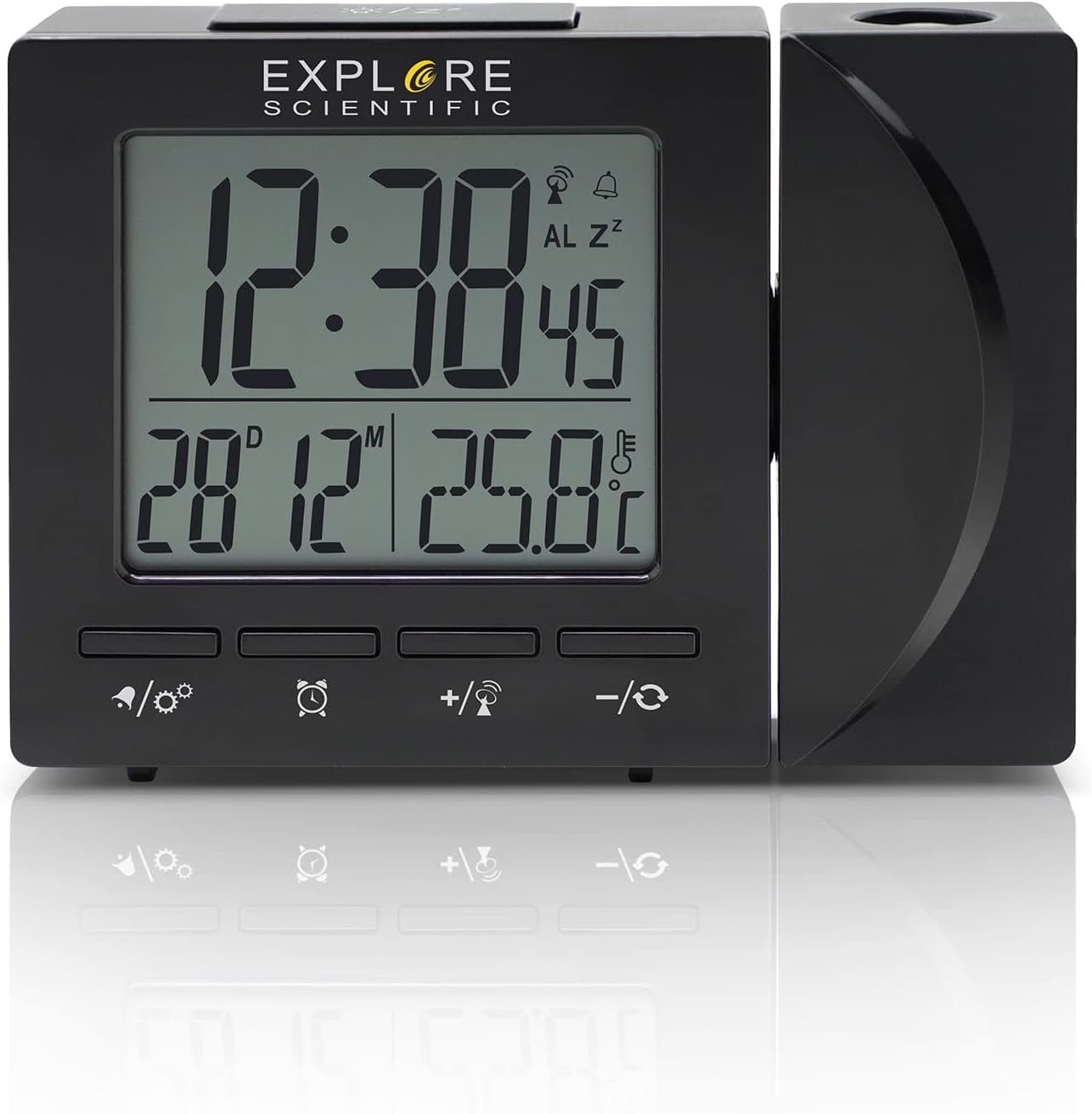 Explore Scientific RDP1001GYE000 Radio-Controlled Projection Clock White