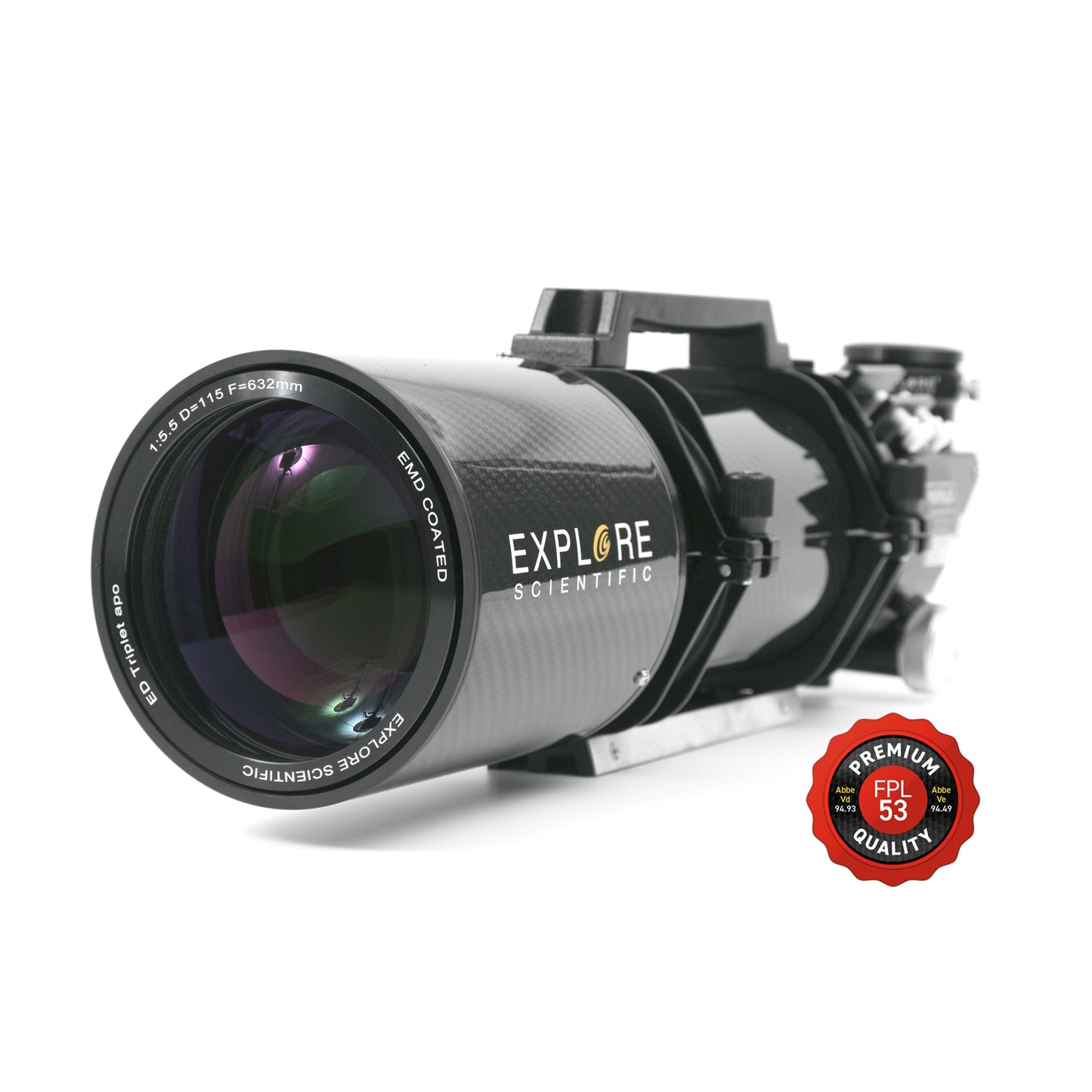 Explore Scientific ED115 FPL53 115mm f/5.5 Air-Spaced Triplet ED APO Refractor Telescope in Carbon Fiber with 3" HEX Focuser FPL53-115CF-01
