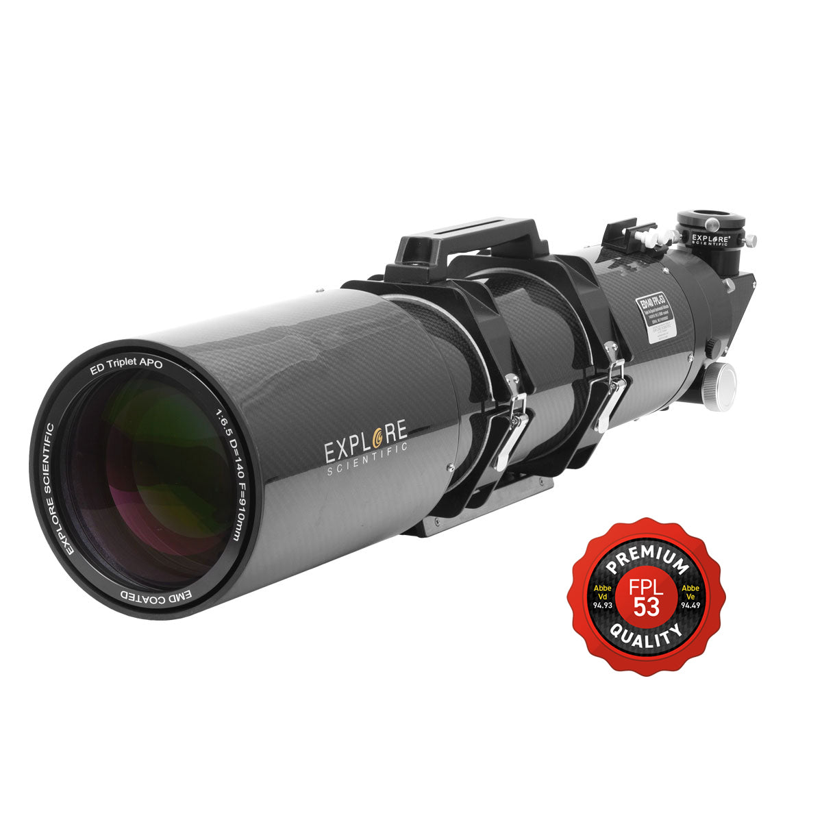 Explore Scientific ED140 FPL53 140mm f/6.5 Air-Spaced Triplet ED APO Refractor Telescope in Carbon Fiber with 3" HEX Focuser FPL53-140CF-01
