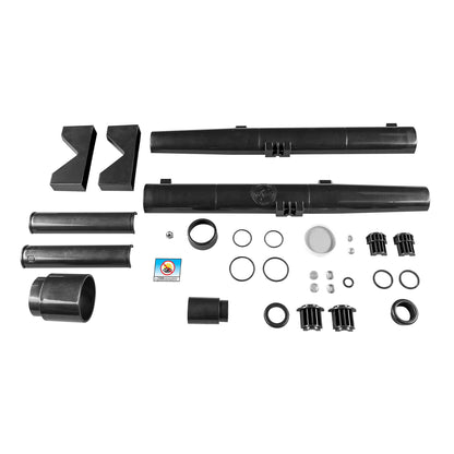 Explore Scientific Galileoscope educational telescope kit GSCOPE complete parts layout showing every component included out of the box for kids students and beginner astronomers ready to assemble their own 50mm refractor telescope from scratch — Telescope Wolves